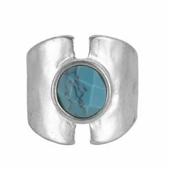 Bella Uno Silver Tone Bold Simulated-Turquoise Ring