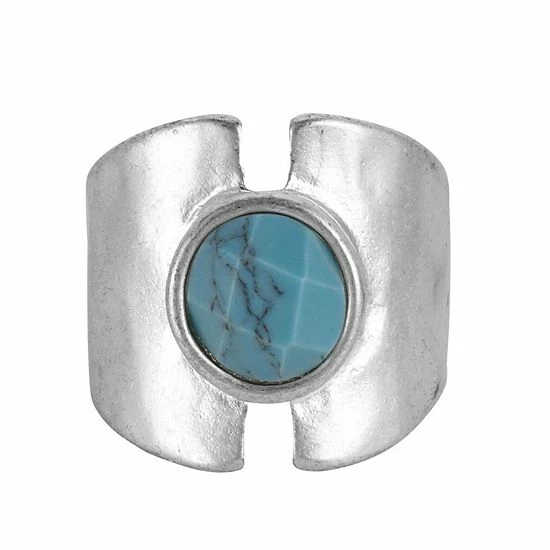 Bella Uno Silver Tone Bold Simulated-Turquoise Ring 2 Bella Uno Silver Tone Bold Simulated-Turquoise Ring