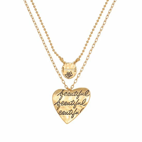 Bella Uno Bee "Beautiful" Heart Pendant Necklace Gold Tone 4 Bella Uno Bee "Beautiful" Heart Pendant Necklace Gold Tone - Image 2