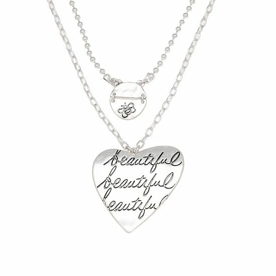 Bella Uno Bee "Beautiful" Heart Pendant Necklace Gold Tone 5 Bella Uno Bee "Beautiful" Heart Pendant Necklace Gold Tone - Image 3