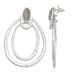 Bella Uno Grey Agate Double Oval Drop Earrings