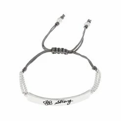 Bella Uno Silver Tone BEE Strong Adjustable Cord Bracelet
