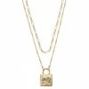 Bella Uno Gold Tone Padlock Unity Double Necklace