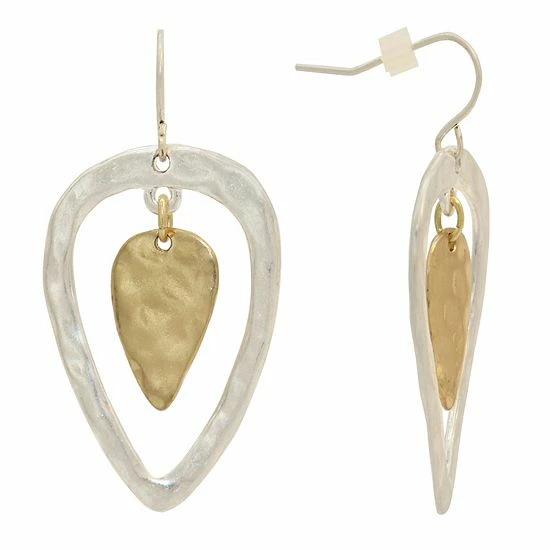 Bella Uno Zinc Two Tone Teardrop Dangle Earrings 3 Bella Uno Zinc Two Tone Teardrop Dangle Earrings