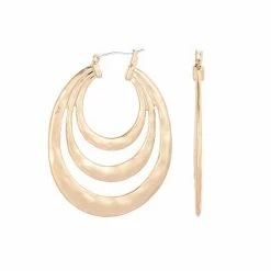 Bella Uno Metal Layered Hoop Earrings Gold Tone