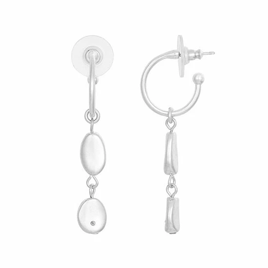 Bella Uno Gilded Metal Multiple-Drop Hoop Earrings Gold Tone 3 Bella Uno Gilded Metal Multiple-Drop Hoop Earrings Gold Tone