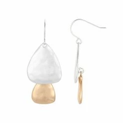 Bella Uno Metallic Triangle Layered Drop Earrings