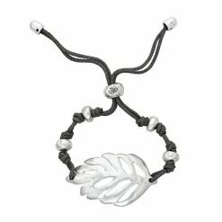 Bella Uno Silver Leaf Adjustable Cord Bracelet