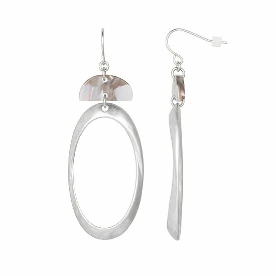 Bella Uno Silver Tone Acetate Oval Drop Earrings 3 Bella Uno Silver Tone Acetate Oval Drop Earrings