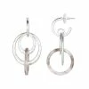 Bella Uno Silver Tone Drop Orbital Hoop Earrings