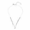 Bella Uno Silver Tone Half-Circle & Bead Pendant Necklace -Bella Uno Shop unnamed file 140