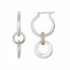 Bella Uno Silver Tone Drop Hoop Earrings