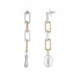 Bella Uno Two Tone Paper Clip Dangle Earrings