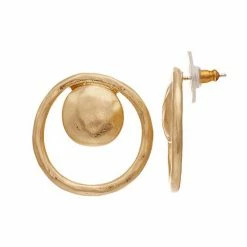 Bella Uno Gold Tone Double Circle Earrings