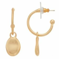 Bella Uno Oval Charm C-Hoop Earrings Silver Tone -Bella Uno Shop unnamed file 170