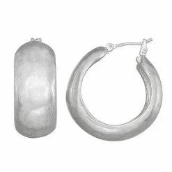 Women's Bella Uno Worn Silver Hoop Earring
