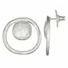 Women's Bella Uno Worn Silver Open Disc Circle Earrings -Bella Uno Shop unnamed file 183