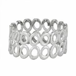 Women's Bella Uno Worn Silver Open Oval Stretch Bracelet