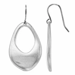 Bella Uno Cutout Drop Earrings Silver Tone