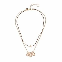 Bella Uno Two-Layer Metallic Teardrop Pendants Necklace Silver Tone