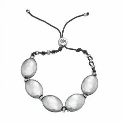 Women's Bella Uno Worn Silver Disc Bracelet