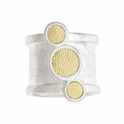 Bella Uno Silver Tone Leather Accent Ring