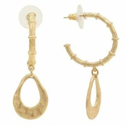 Bella Uno Zinc Gold Tone Hoop Charm Dangle Earrings