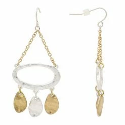 Bella Uno Zinc Two Tone Multi Charm Dangle Earrings