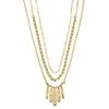 Bella Uno Zinc Gold Tone Long Statement Layered Necklace