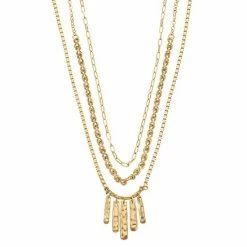 Bella Uno Zinc Gold Tone Long Statement Layered Necklace