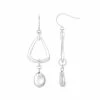 Bella Uno Metallic Open Triangle & Bead Double Drop Earrings Silver Tone -Bella Uno Shop unnamed file 23