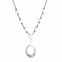 Bella Uno Silver Tone Acetate Oval Necklace