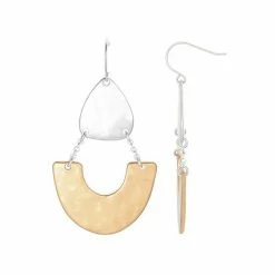 Bella Uno Metal Teardrop & Half Circle Drop Earrings Two Tone -Bella Uno Shop unnamed file 270