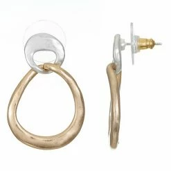 Bella Uno Two Tone Oval Drop Earrings