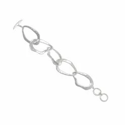 Bella Uno Silver Tone Circle Link Toggle Bracelet