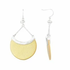 Bella Uno Silver Tone Leather Earrings