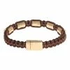Bella Uno Cord & Metallic Bead Boyfriend Bracelet Gold Tone