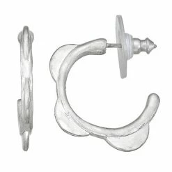 Bella Uno Worn Silver Hoop Earrings