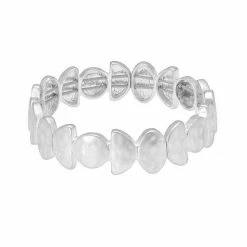 Bella Uno Silver Tone Circle & Half Moon Stretch Bracelet