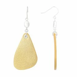 Bella Uno Silver Tone Leather Drop Earrings