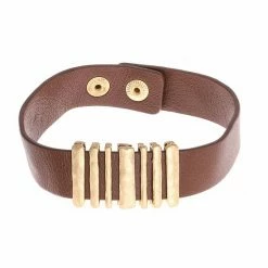 Bella Uno Leather Boyfriend & Metallic Charm Bracelet Gold Tone