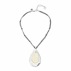 Bella Uno Metallic Double-Oval Pendant Necklace