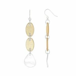 Bella Uno Metallic Teardrop & Leather Multi-Drop Earrings