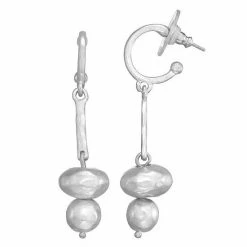 Bella Uno Beaded Hoop & Drop Earrings Two Tone