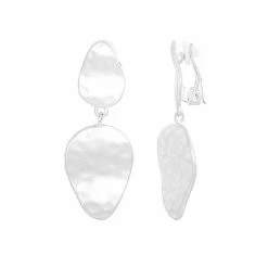 Bella Uno Metal Discs Clip-On Drop Earrings Silver Tone -Bella Uno Shop unnamed file 349
