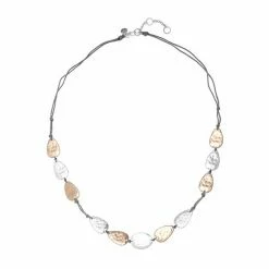 Bella Uno Two Tone Metal Teardrop Discs Necklace