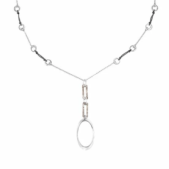 Bella Uno Silver Tone Acetate Paper Clip Oval Drop Necklace 3 Bella Uno Silver Tone Acetate Paper Clip Oval Drop Necklace