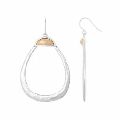 Bella Uno Silver Tone & Gold Tone Accented Open Teardrop Earrings