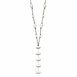 Bella Uno Beaded Drop Y Necklace Silver Tone