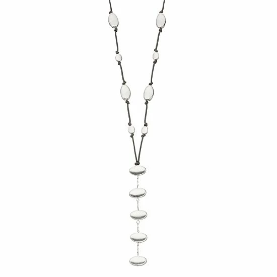 Bella Uno Beaded Drop Y Necklace Silver Tone 4 Bella Uno Beaded Drop Y Necklace Silver Tone - Image 2
